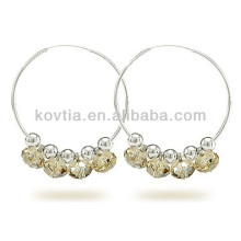 Nouvelle boucle d&#39;oreille en cristal sterling 925 en argent sterling